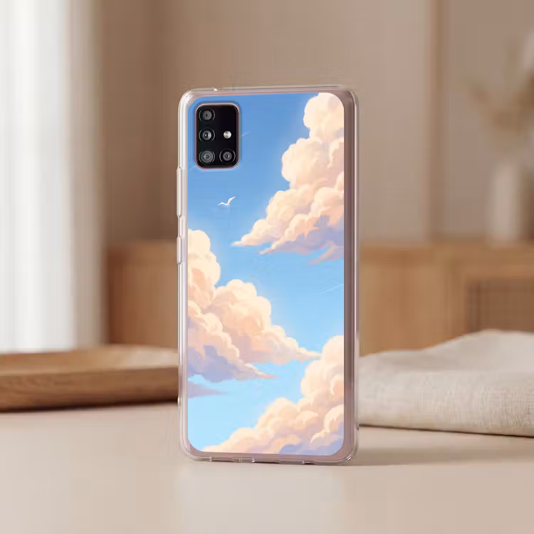 Wolken - Lucht - Natuur - Blauw Telefoonhoesje Samsung Galaxy A51 5G klein -sfeer2