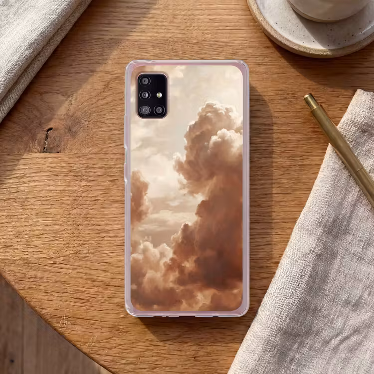 Wolken - Lucht - Natuur - Modern - Bruin Telefoonhoesje Samsung Galaxy A51 5G klein -sfeer1
