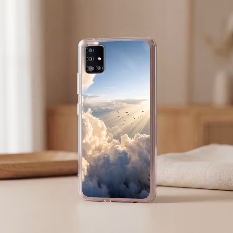 Wolken - Zonnestralen - Natuur - Wit Telefoonhoesje Samsung Galaxy A51 5G klein -sfeer2