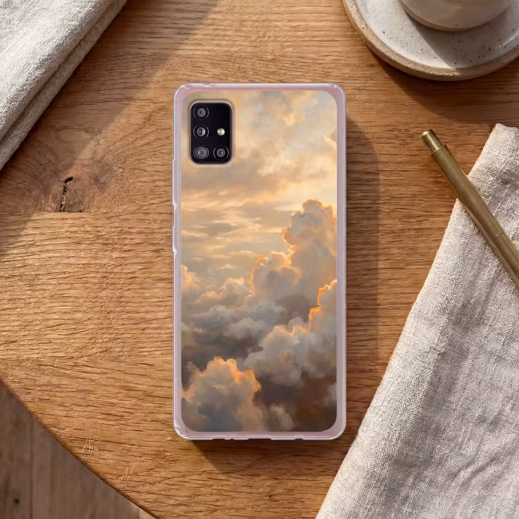 Wolken - Zonsondergang - Natuur - Abstract - Goud Telefoonhoesje Samsung Galaxy A51 5G klein -sfeer1