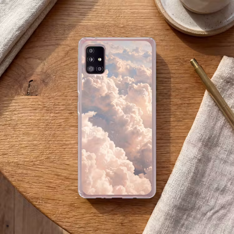 Wolken - Zonsondergang - Natuur - Pastel - Roze Telefoonhoesje Samsung Galaxy A51 5G klein -sfeer1