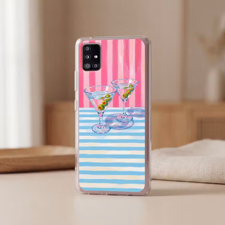 Cocktail - Olijven - Kunst - Modern - Roze Telefoonhoesje Samsung Galaxy A51 5G klein -sfeer2