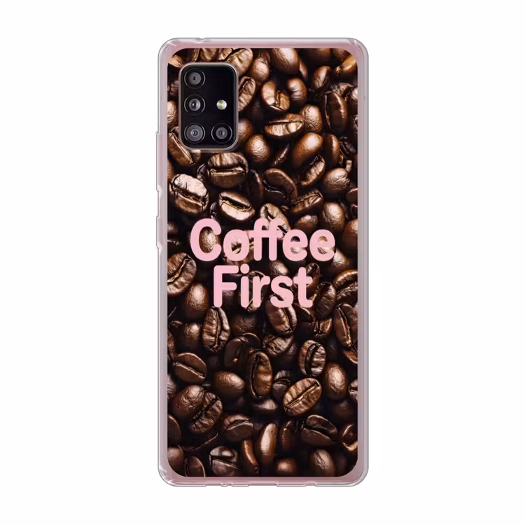 Coffee First - Koffiebonen - Roze Telefoonhoesje Samsung Galaxy A51 5G klein -3d