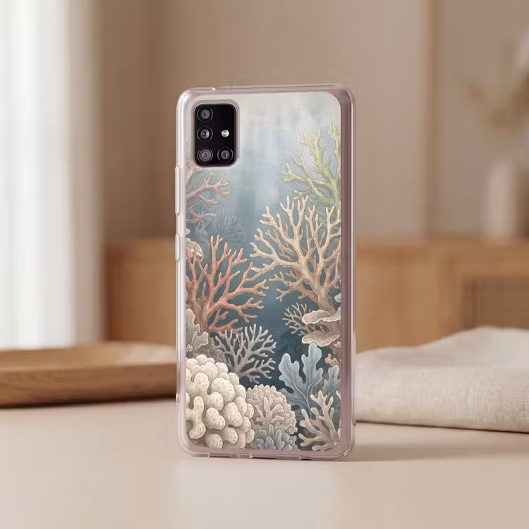 Koraal - Zeeleven - Onderwater - Illustratie - Natuur Telefoonhoesje Samsung Galaxy A51 5G klein -sfeer2