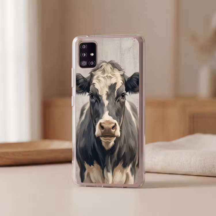 Koe - Portret - Dieren - Modern Telefoonhoesje Samsung Galaxy A51 5G klein -sfeer2