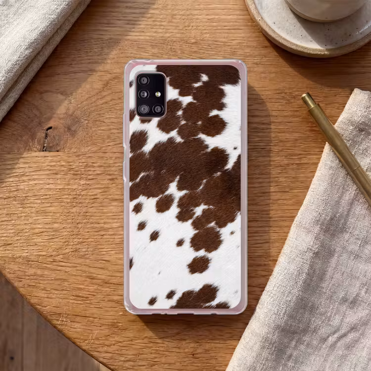 Koeienhuid - Klassiek - Bruin Telefoonhoesje Samsung Galaxy A51 5G klein -sfeer1