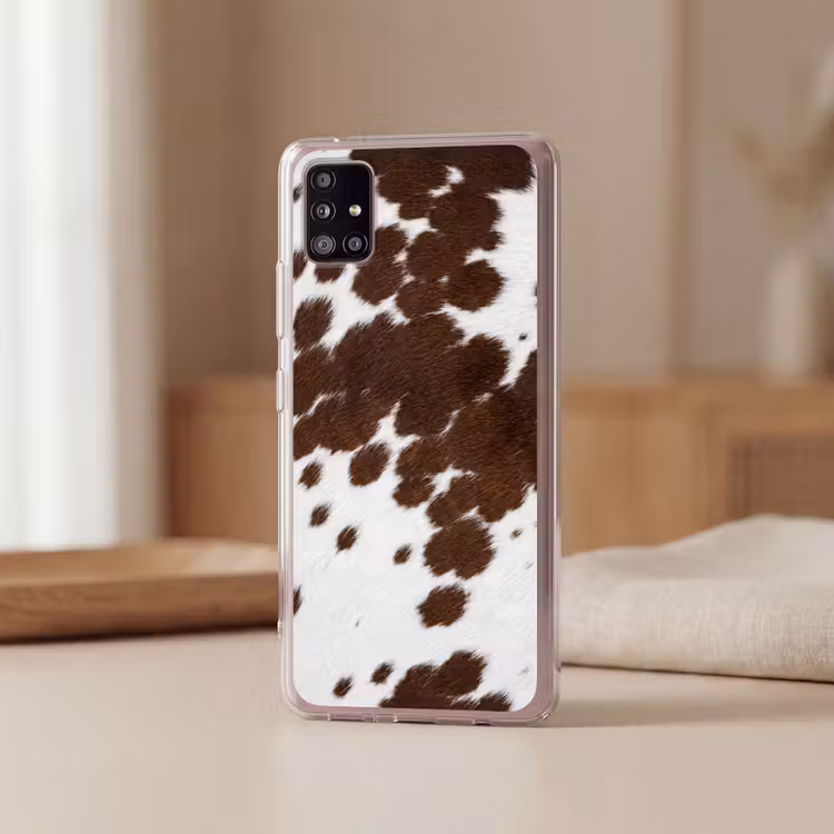 Koeienhuid - Klassiek - Bruin Telefoonhoesje Samsung Galaxy A51 5G klein -sfeer2