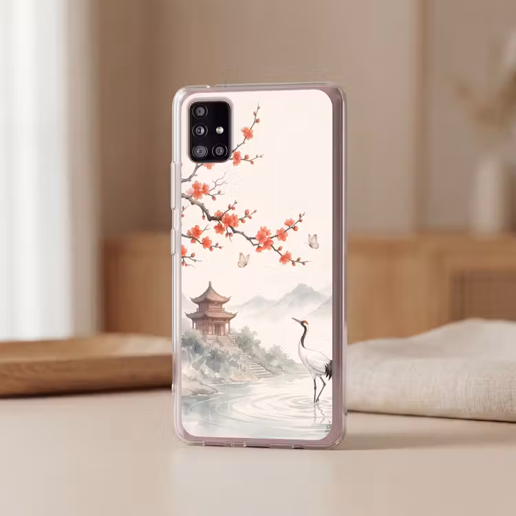 Kraanvogel - Azië - Klassiek Telefoonhoesje Samsung Galaxy A51 5G klein -sfeer2