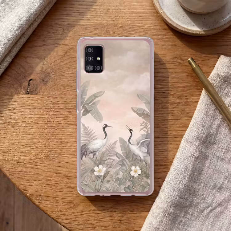 Kraanvogels - Natuur - Roze Telefoonhoesje Samsung Galaxy A51 5G klein -sfeer1