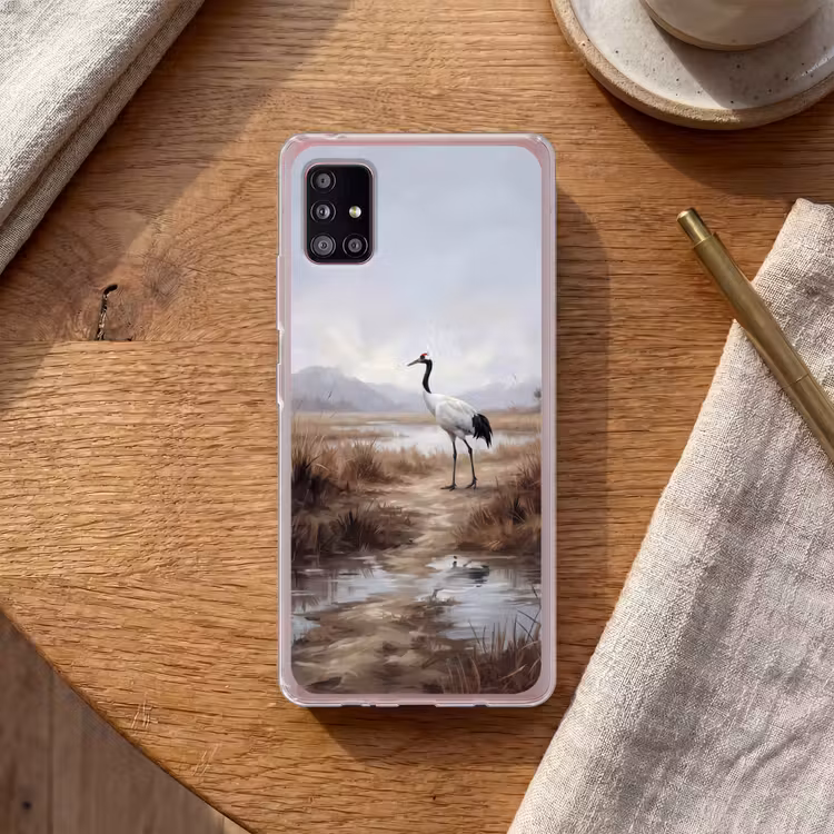 Kraanvogel - Natuur - Realistisch Telefoonhoesje Samsung Galaxy A51 5G klein -sfeer1