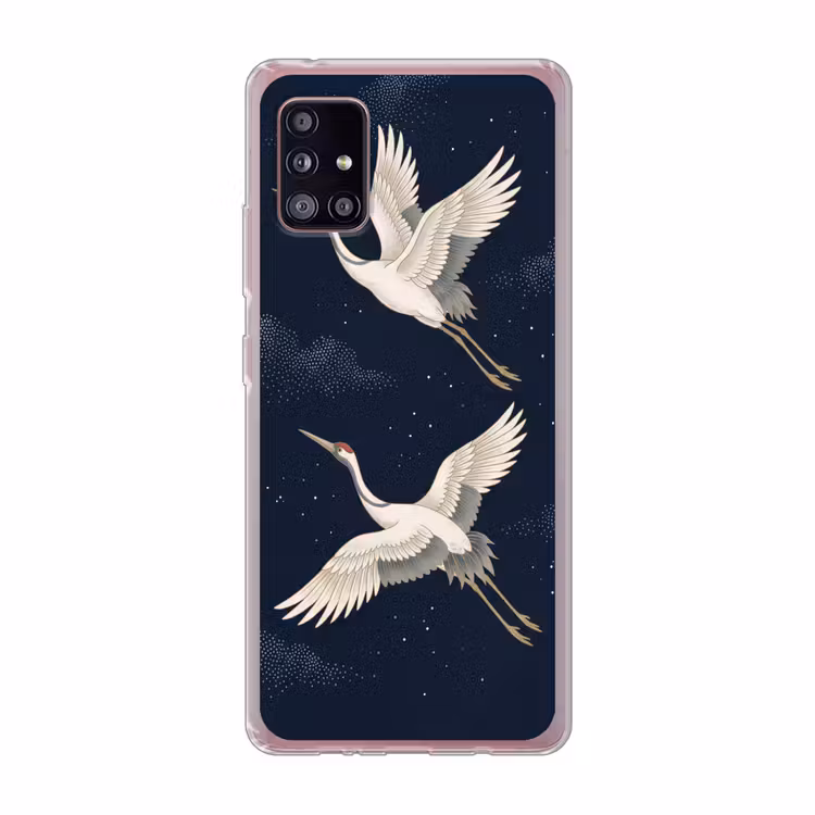 Kraanvogels - Nachthemel - Blauw Telefoonhoesje Samsung Galaxy A51 5G klein -3d