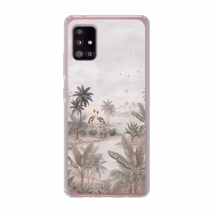 Kraanvogels - Palmbomen - Tropisch Telefoonhoesje Samsung Galaxy A51 5G klein -3d