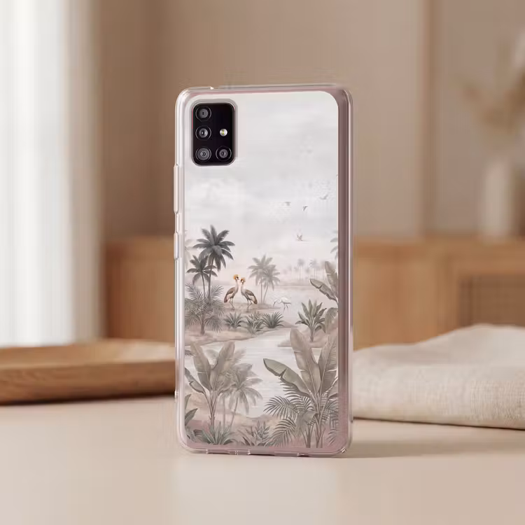 Kraanvogels - Palmbomen - Tropisch Telefoonhoesje Samsung Galaxy A51 5G klein -sfeer2