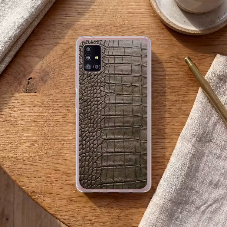Krokodillenleer - Structuur - Groen Telefoonhoesje Samsung Galaxy A51 5G klein -sfeer1