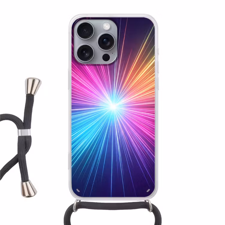 Abstract - Light - Burst - Modern - Colorful Hoesje iPhone 16 Pro Max met koord klein -3d