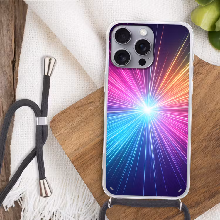 Abstract - Light - Burst - Modern - Colorful Hoesje iPhone 16 Pro Max met koord klein -sfeer4