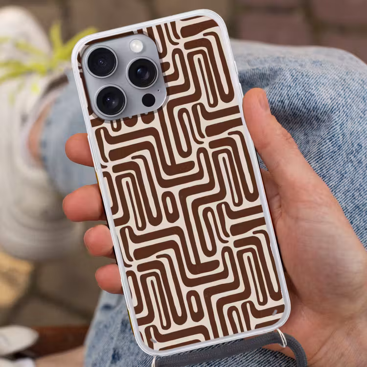 Abstract - Patroon - Bruin Hoesje iPhone 16 Pro Max met koord klein 804 -sfeer3