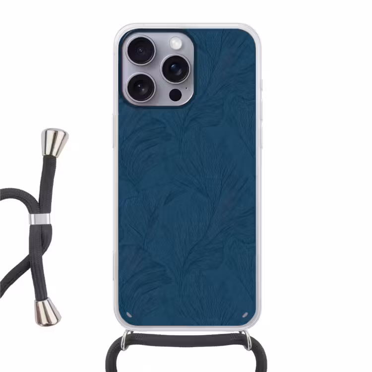 Abstract - Patroon - Donkerblauw - Elegant Hoesje iPhone 16 Pro Max met koord klein 804 -3d