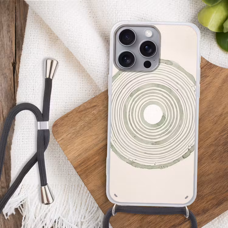 Abstractie - Cirkels - Waterverf - Groen - Modern Hoesje iPhone 16 Pro Max met koord klein -sfeer4