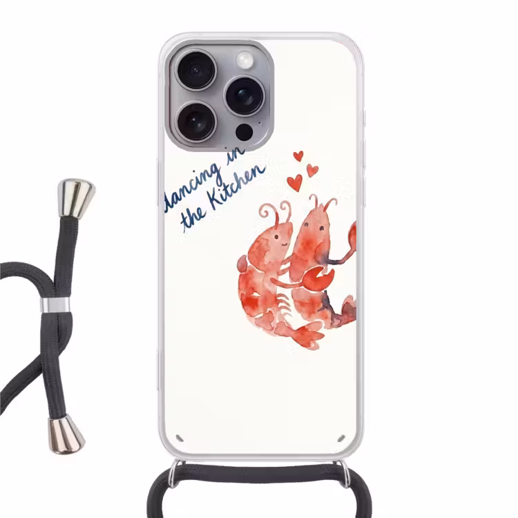 Dier - Dans - Liefde - Waterverf - Rood Hoesje iPhone 16 Pro Max met koord klein -3d