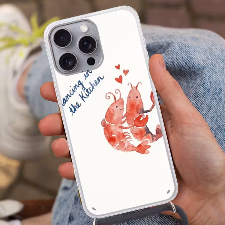 Dier - Dans - Liefde - Waterverf - Rood Hoesje iPhone 16 Pro Max met koord klein -sfeer3