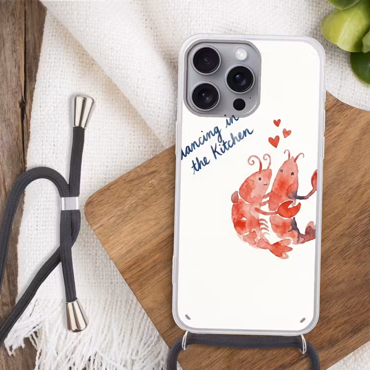 Dier - Dans - Liefde - Waterverf - Rood Hoesje iPhone 16 Pro Max met koord klein -sfeer4