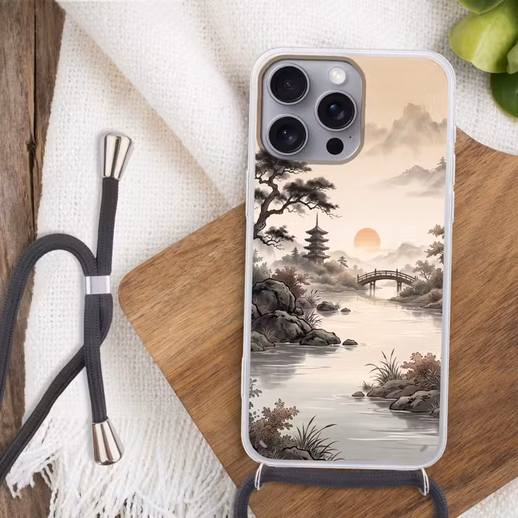 Azië - Landschap - Kleurrijk Hoesje iPhone 16 Pro Max met koord klein -sfeer4