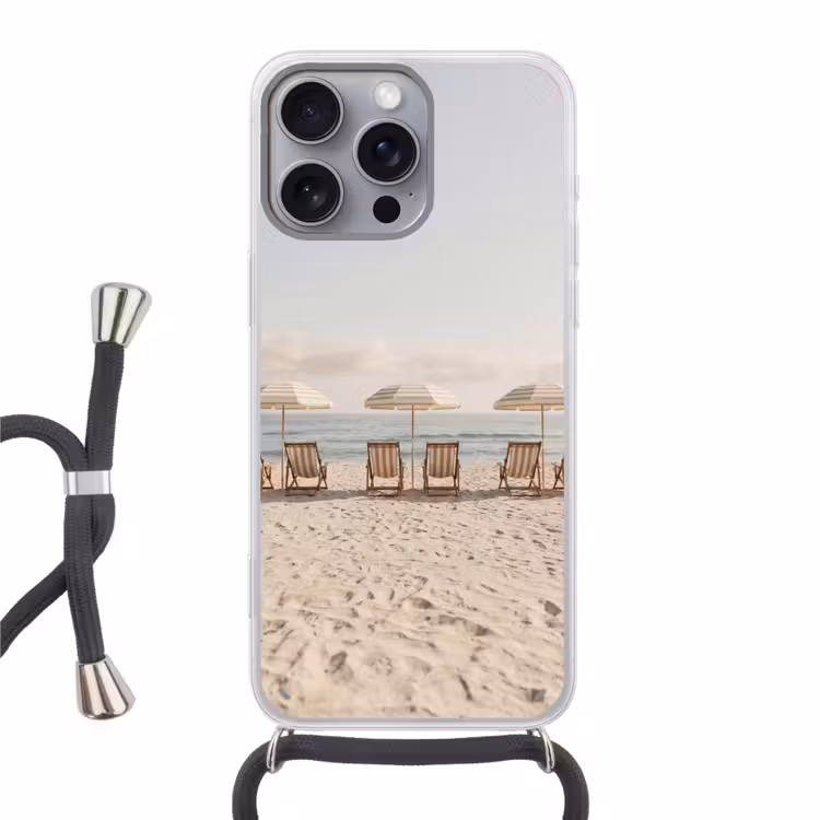 Strand - Stoelen - Parasol Hoesje iPhone 16 Pro Max met koord klein -3d