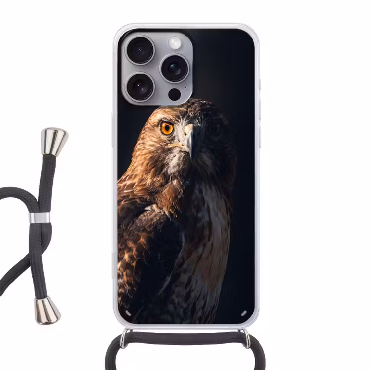 Roofvogel - Buizerd - Bruin Hoesje iPhone 16 Pro Max met koord klein -3d