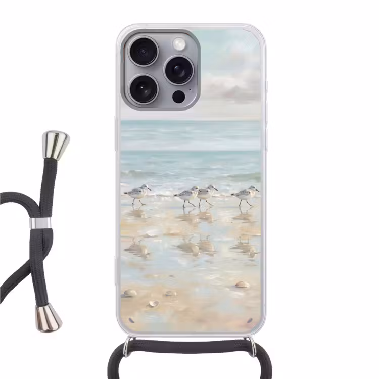 Vogels - Strand - Zee Hoesje iPhone 16 Pro Max met koord klein -3d