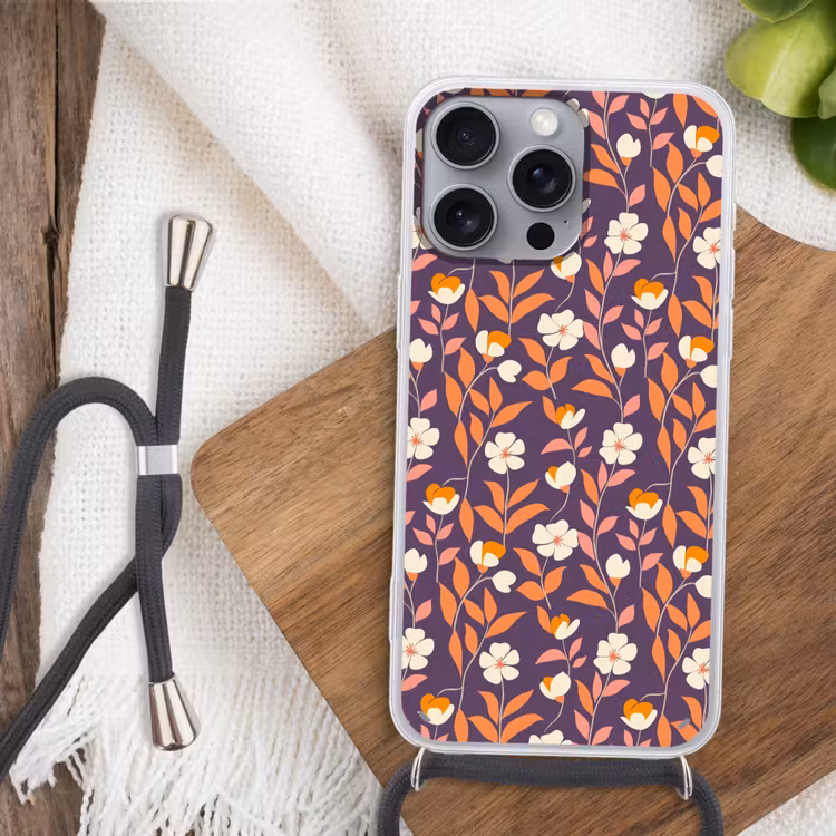 Boho - Vintage - Paars Hoesje iPhone 16 Pro Max met koord klein 804 -sfeer4