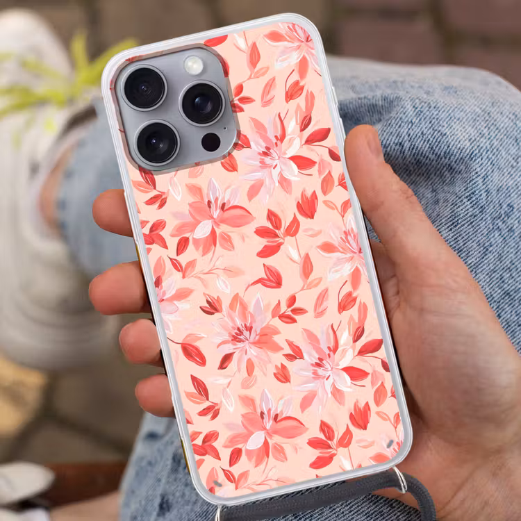 Botanisch - Bloemen - Rood Hoesje iPhone 16 Pro Max met koord klein 804 -sfeer3