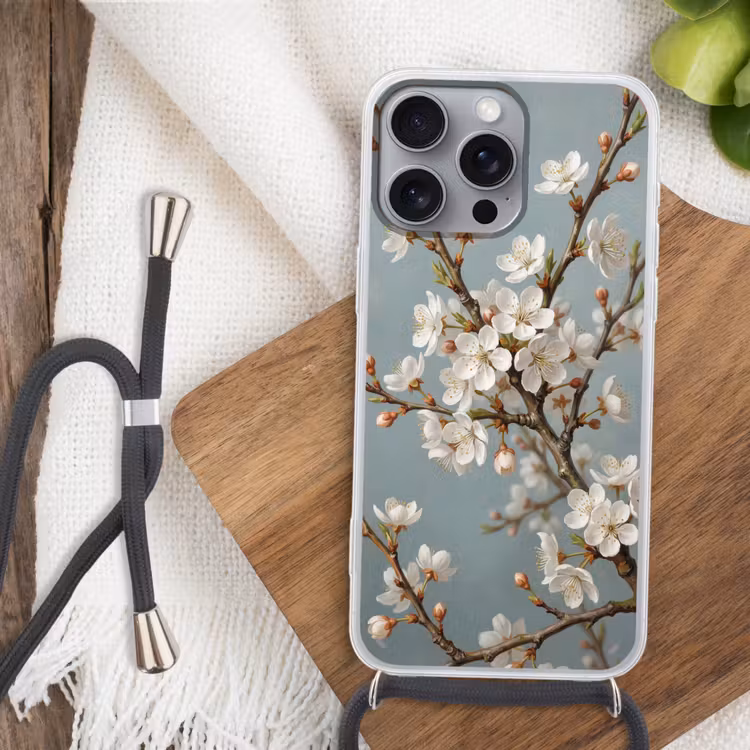 Botanisch - Stilleven - Blauw Hoesje iPhone 16 Pro Max met koord klein -sfeer4