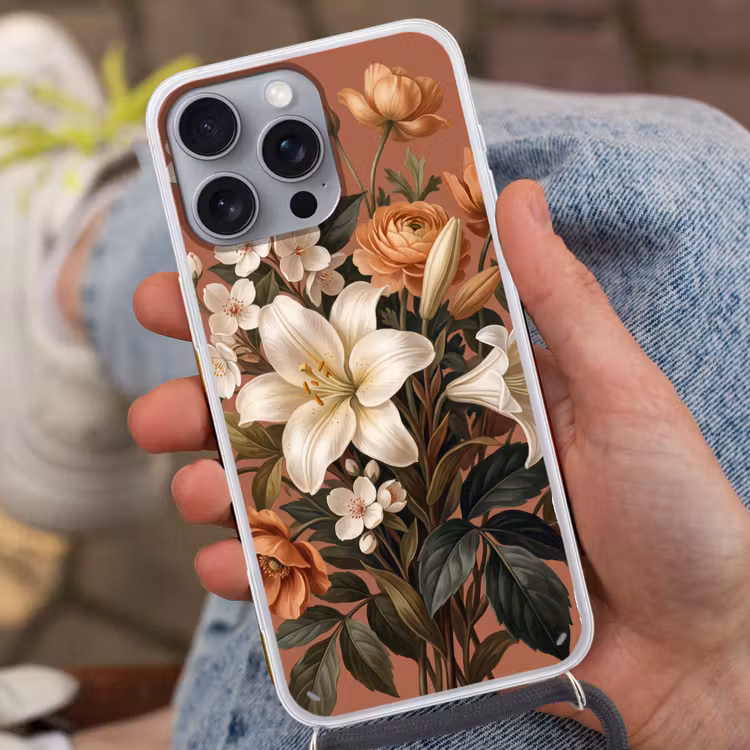 Boeket - Retro - Kleurrijk Hoesje iPhone 16 Pro Max met koord klein -sfeer3