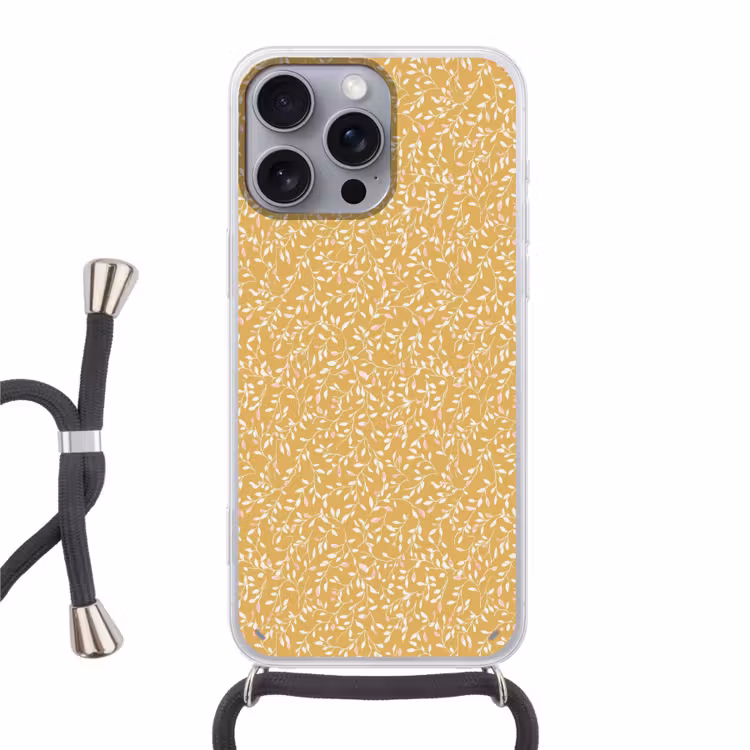 Takjes - Patroon - Oker Hoesje iPhone 16 Pro Max met koord klein 804 -3d