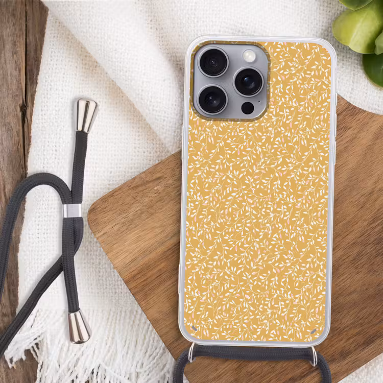 Takjes - Patroon - Oker Hoesje iPhone 16 Pro Max met koord klein 804 -sfeer4