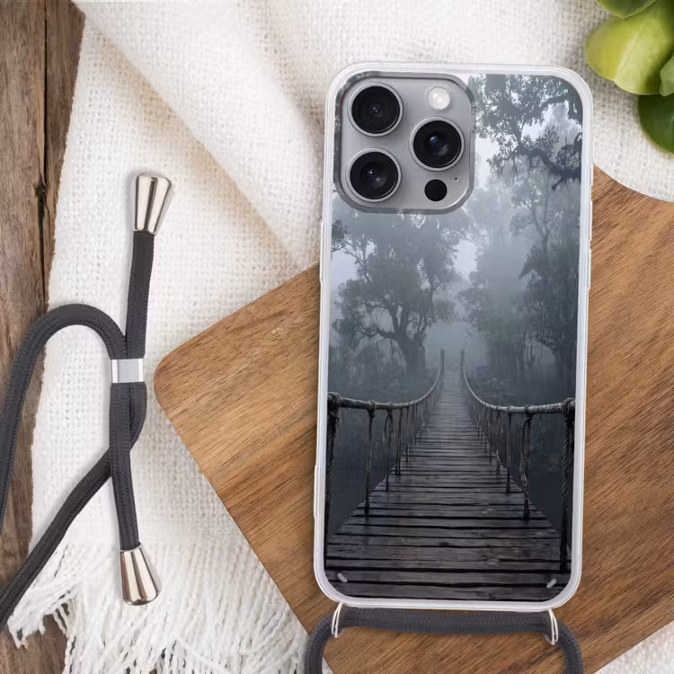 Brug - Jungle - Mist - Natuur Hoesje iPhone 16 Pro Max met koord klein -sfeer4