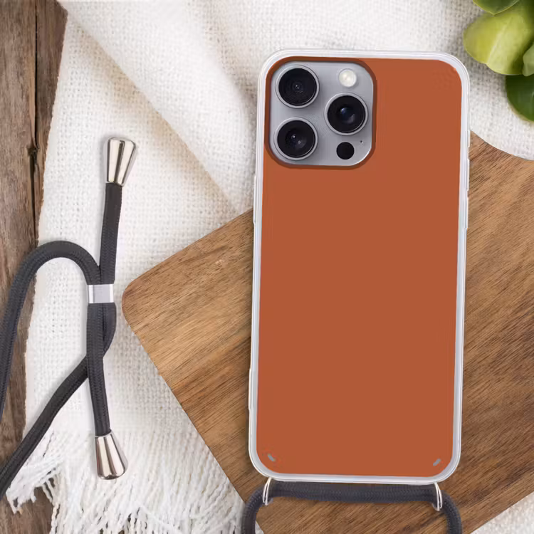 Burnt - Sienna - Oranje Hoesje iPhone 16 Pro Max met koord klein 804 -sfeer4
