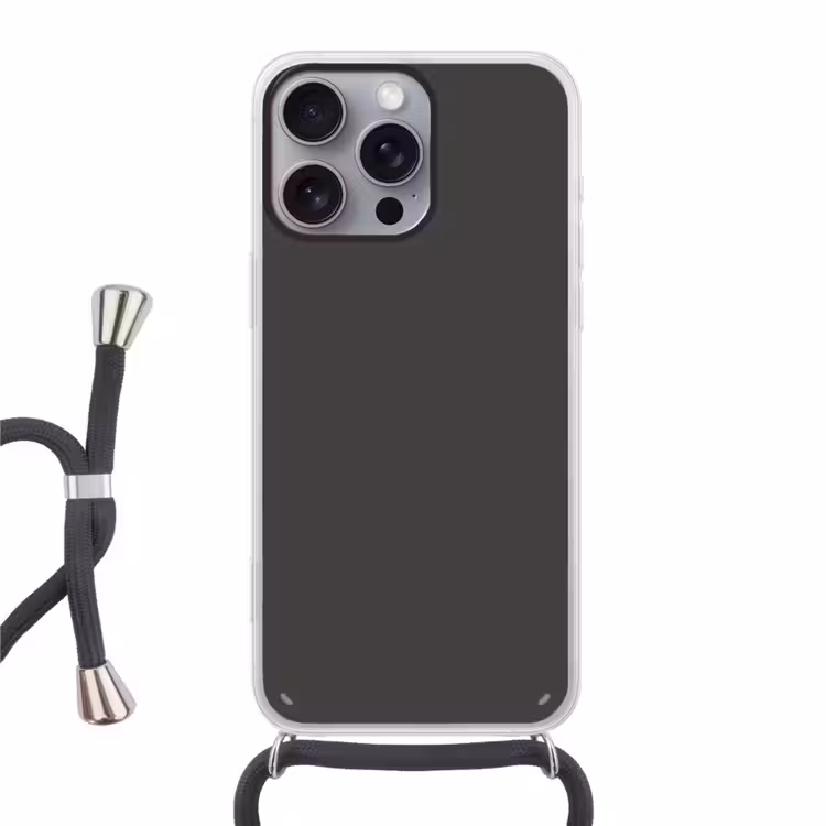 Charcoal - Grijs- Grey Hoesje iPhone 16 Pro Max met koord klein 804 -3d
