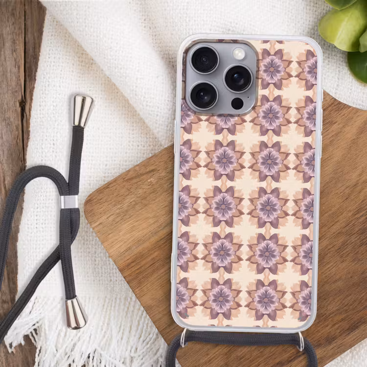 Klassiek - Patroon - Paars Hoesje iPhone 16 Pro Max met koord klein 804 -sfeer4