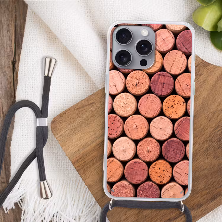 Kurk - Patroon - Abstract - Modern - Rood Hoesje iPhone 16 Pro Max met koord klein -sfeer4