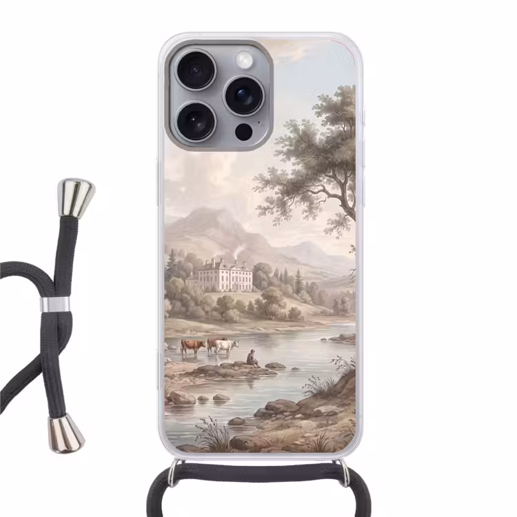 Landhuis - Rivier - Vee Hoesje iPhone 16 Pro Max met koord klein -3d