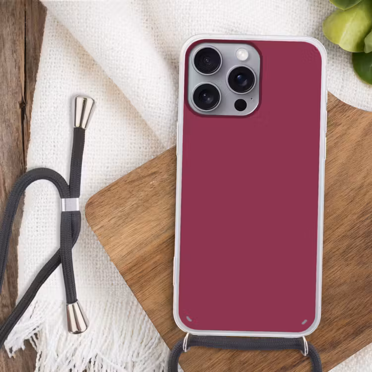 Deep - Rasberry - Rood Hoesje iPhone 16 Pro Max met koord klein 804 -sfeer4