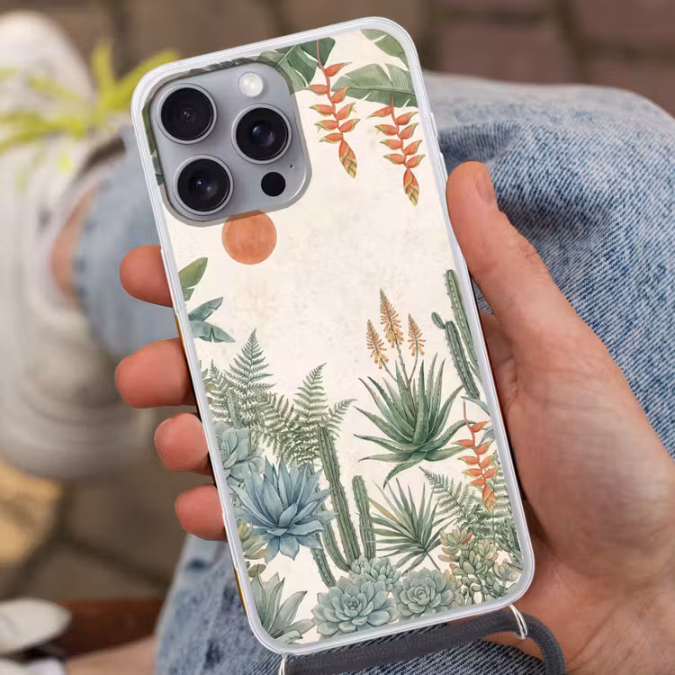 Woestijn - Planten - Groen Hoesje iPhone 16 Pro Max met koord klein -sfeer3
