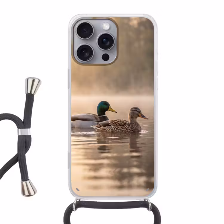 Eenden - Water - Mist - Natuur Hoesje iPhone 16 Pro Max met koord klein -3d
