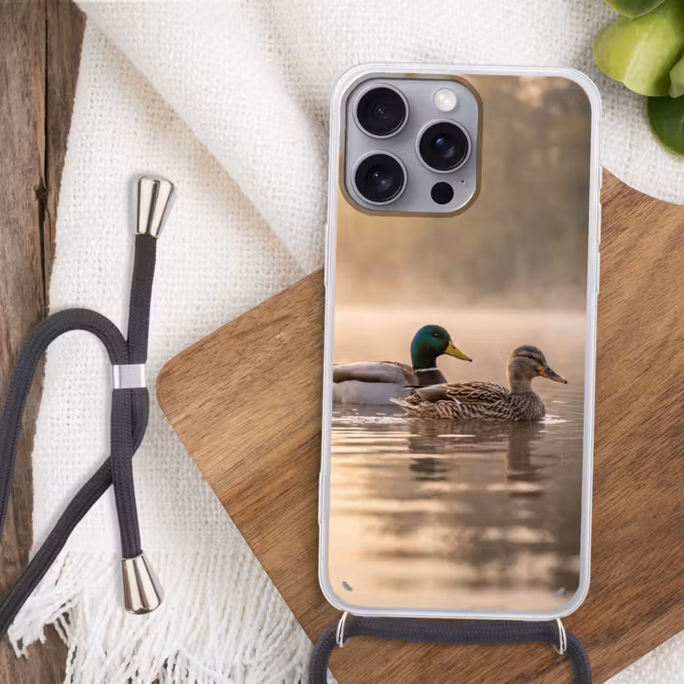 Eenden - Water - Mist - Natuur Hoesje iPhone 16 Pro Max met koord klein -sfeer4