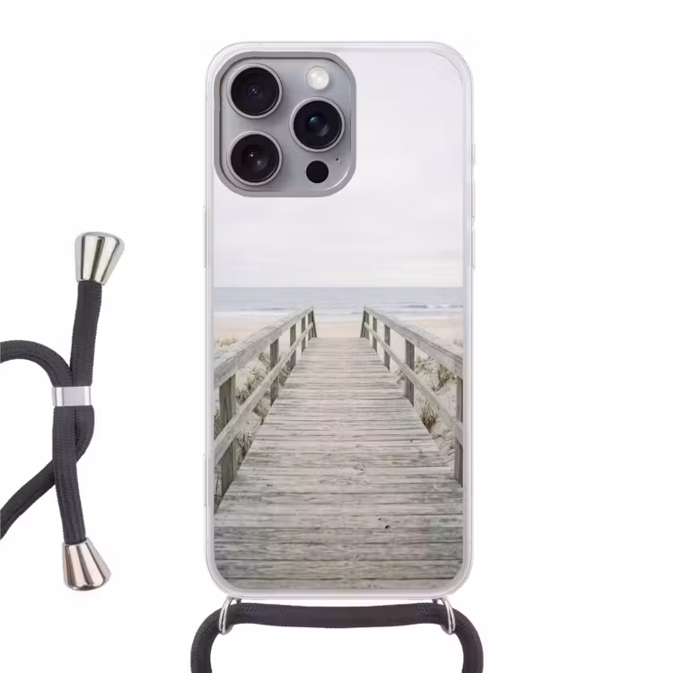 Duinen - Vlonder - Oceaan Hoesje iPhone 16 Pro Max met koord klein -3d