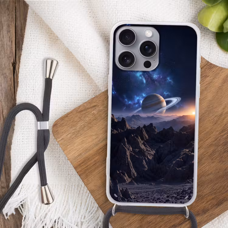 Fantasy - Kosmos - Landschap Hoesje iPhone 16 Pro Max met koord klein -sfeer4