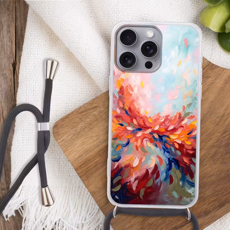 Bloemen - Abstract - Kunst - Modern Hoesje iPhone 16 Pro Max met koord klein -sfeer4