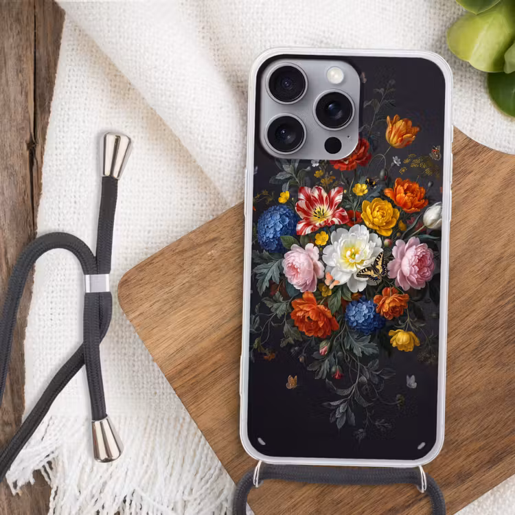Bloemen - Boeket - Klassiek - Kleurrijk - Natuur Hoesje iPhone 16 Pro Max met koord klein -sfeer4